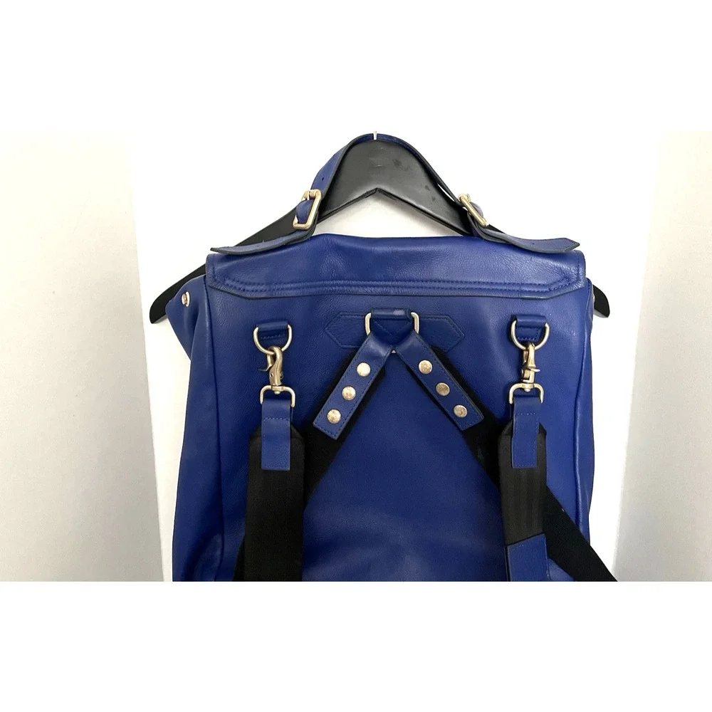 TIMBUK2 X PHOEBE DAHL JET SET CONVERTIBLE COBALT BLUE LEATHER BACKPACK